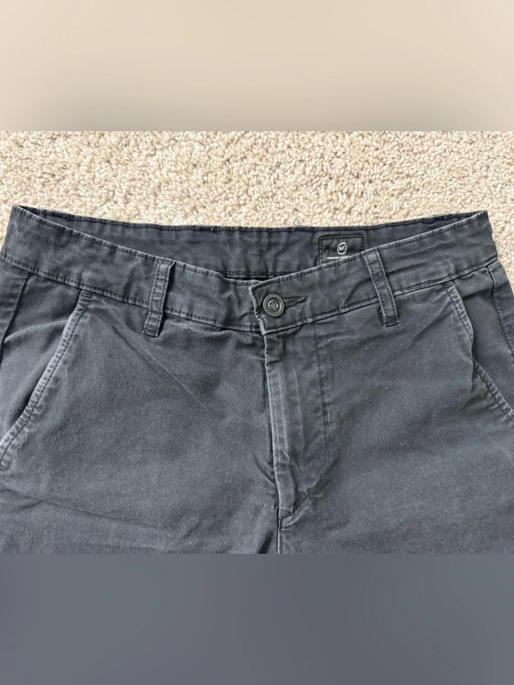 AG Adriano Goldschmied Black Flat Front Chino Shorts